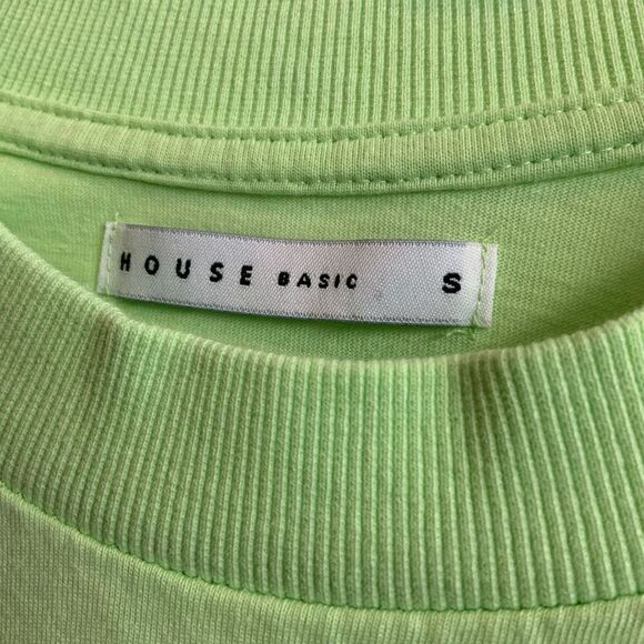 Basic House Lime Green Short Sleeve Crop Top Tee - Small - Picture 2 of 6